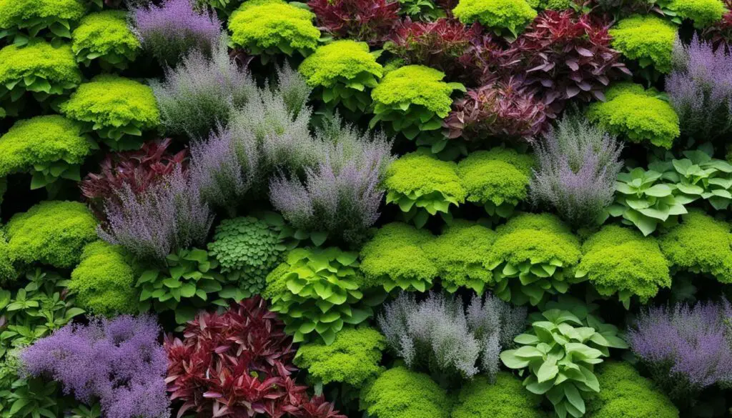 mur végétal avec des plantes aromatiques